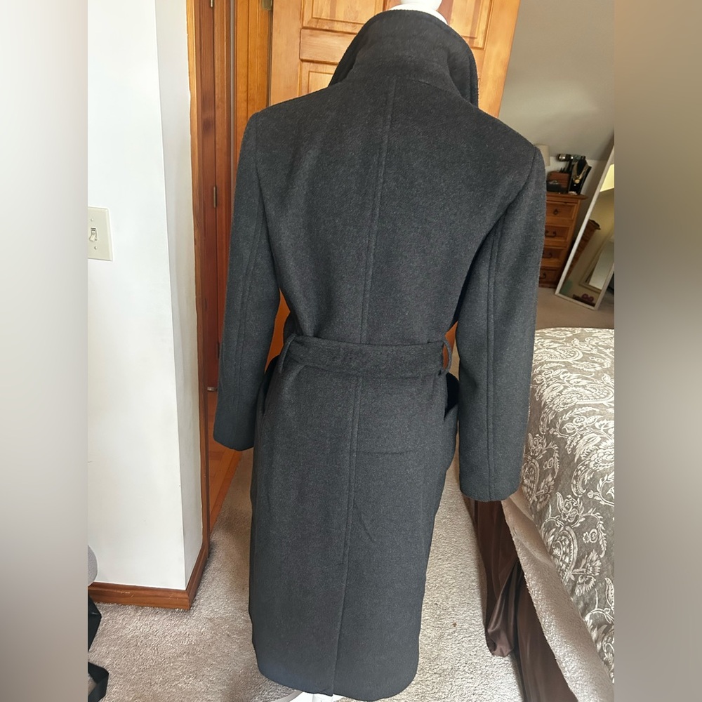 Bernardo Dark Gray Double Breasted Tie Waist Trench Coat Size Medium - Picture 6 of 11